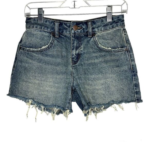 BDG Urban Outfitters A-Line Cutoff Raw Hem Women's Mid-Rise Jean Shorts Size 25 - Picture 13 of 13